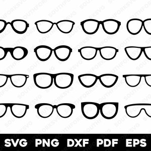 Simple Glasses Eyeglasses Bundle 1 | svg png dxf eps pdf | vector graphic design cut print dye sub laser engrave files commericial use