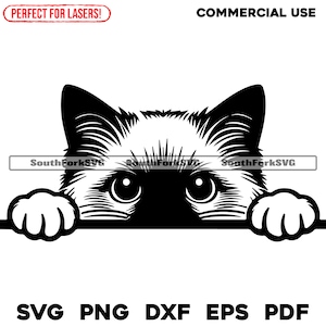 Balinesische Katze späht Design svg png dxf eps pdf | Vektorgrafik Datei Laser Clip Art schneiden | sofortiger digitaler Download kommerzielle Nutzung