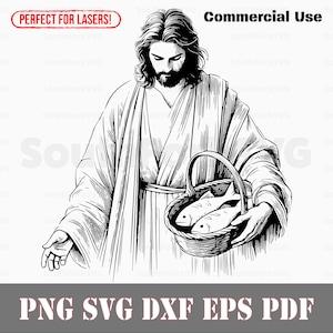 Gesù che alimenta i cinquemila Incisione laser File in formato svg png dxf eps pdf / progettazione grafica vettoriale taglio stampa colorante sub cnc file digitale uso commerciale