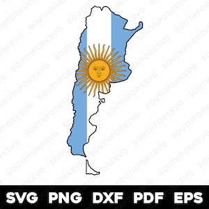 Argentina Argentinian Flag Inside Country Shape | svg png dxf pdf eps | vector graphic design cut print dye sub laser cnc digital files