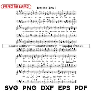 Amazing Love hymne bladmuziek svg png dxf eps pdf lasergraveren bestanden grafisch ontwerp digitale download commercieel gebruik
