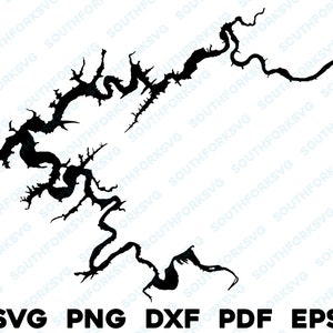 Boone Lake Tennessee kaart vorm silhouet svg png dxf pdf eps vector grafisch ontwerp gesneden gravure laserbestand afbeelding boot meer