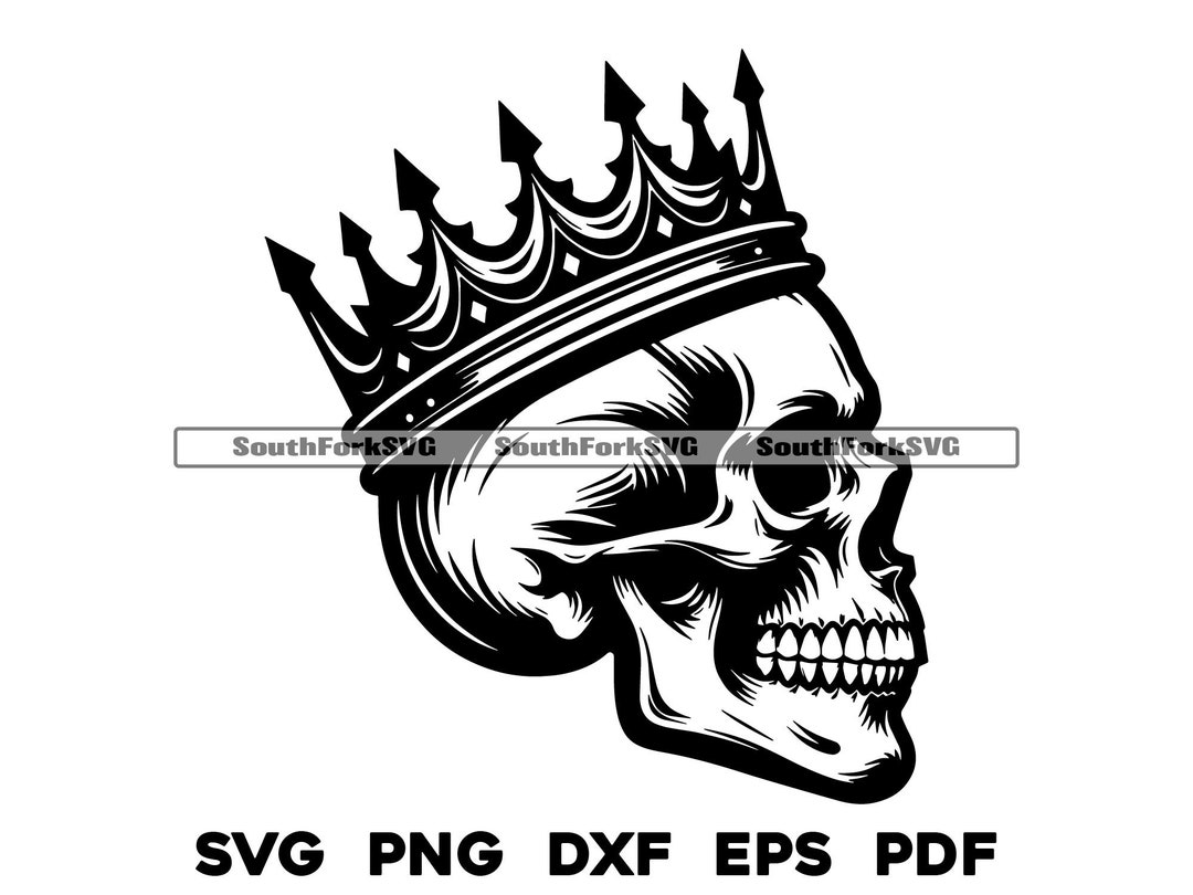 Skull Wearing a Crown Design Svg Png Dxf Eps Pdf Vector Graphic Design ...