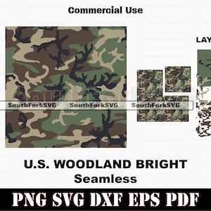 Naadloos Amerikaans boscamopatroonblok | svg png dxf eps pdf | vectorafbeelding gesneden laser clip art instant download commercieel gebruik