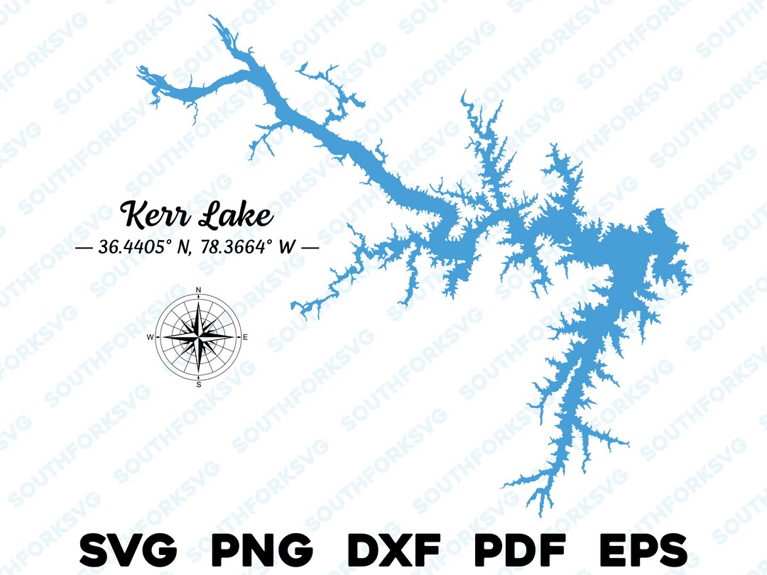 John H. Kerr Reservoir North Carolina Virginia Lake Map Shape