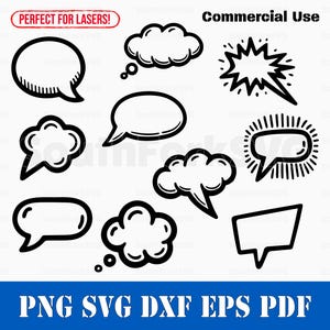 Eenvoudige tekstballon bundel svg png dxf eps pdf | vectorafbeelding knippen afdrukken kleurstof sub laser graveren illustraties commercieel gebruik