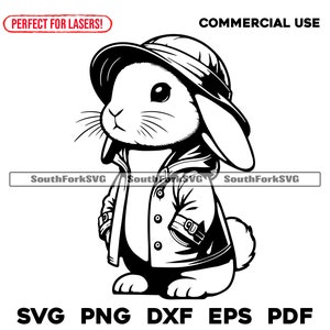 Cute Baby Bunny in Rain Jacket svg png dxf eps pdf | transparent vector graphic design cut print dye sub laser engrave files commercial use