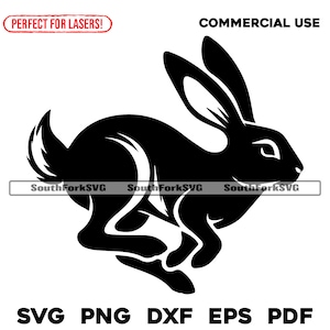 Conception de lapin qui court | svg png dxf eps pdf | graphique vectoriel découpé fichier laser clip art | Téléchargement numérique instantané, utilisation commerciale