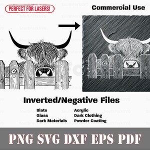 Inverted Cow Print Vector Inverted Highland Cow Fence Svg Png Dxf Eps Pdf Vector Graphic Cut ...