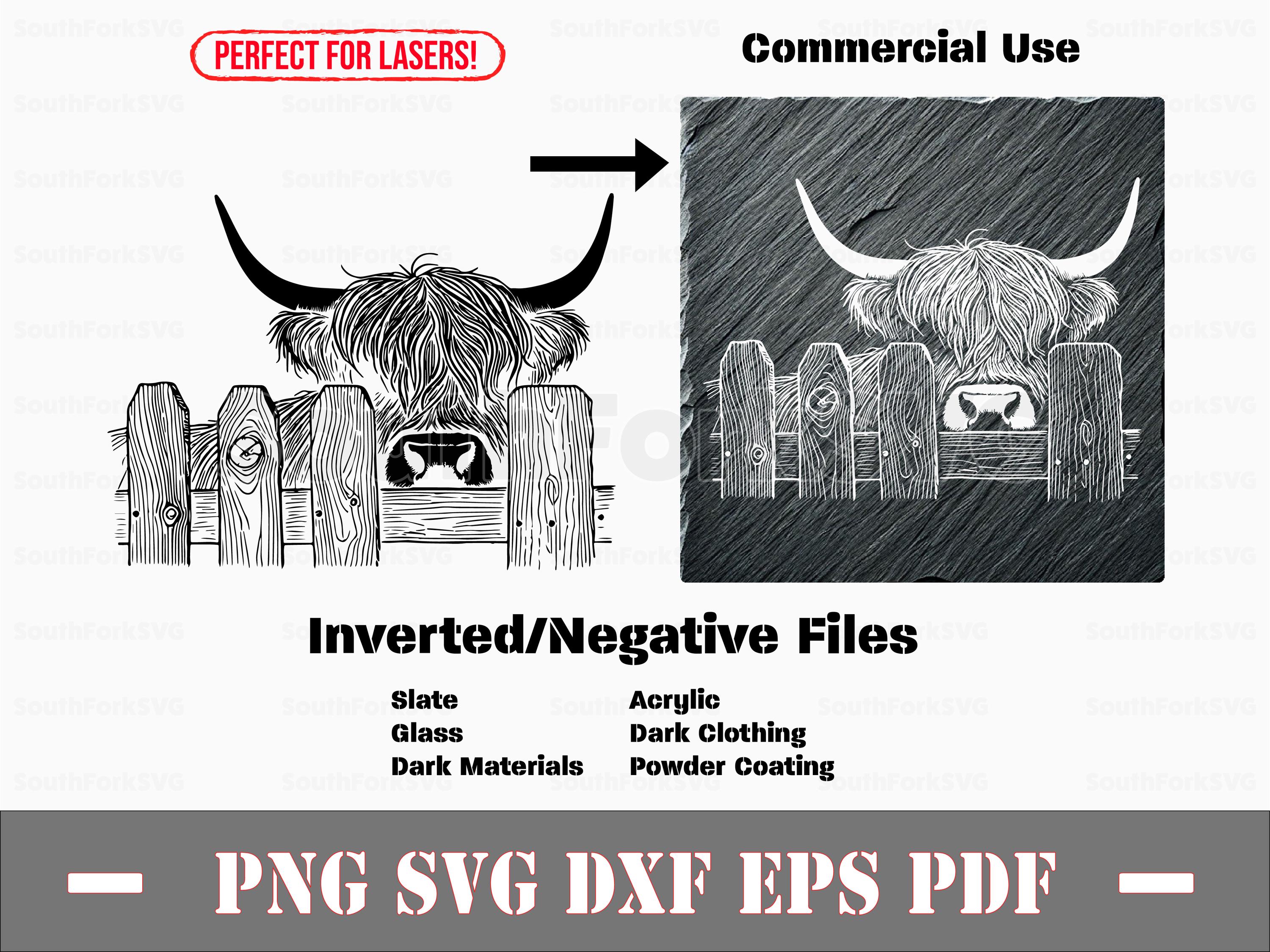 Inverted Cow Print Vector Inverted Highland Cow Fence Svg Png Dxf Eps Pdf Vector Graphic Cut ...