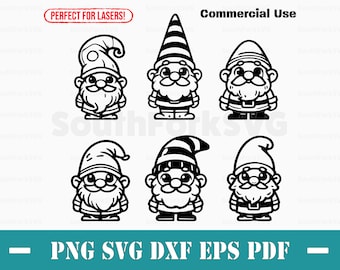 Simple Gnomes Bundle svg png dxf eps pdf | vector graphic cut print dye sub laser engrave clip art commercial use