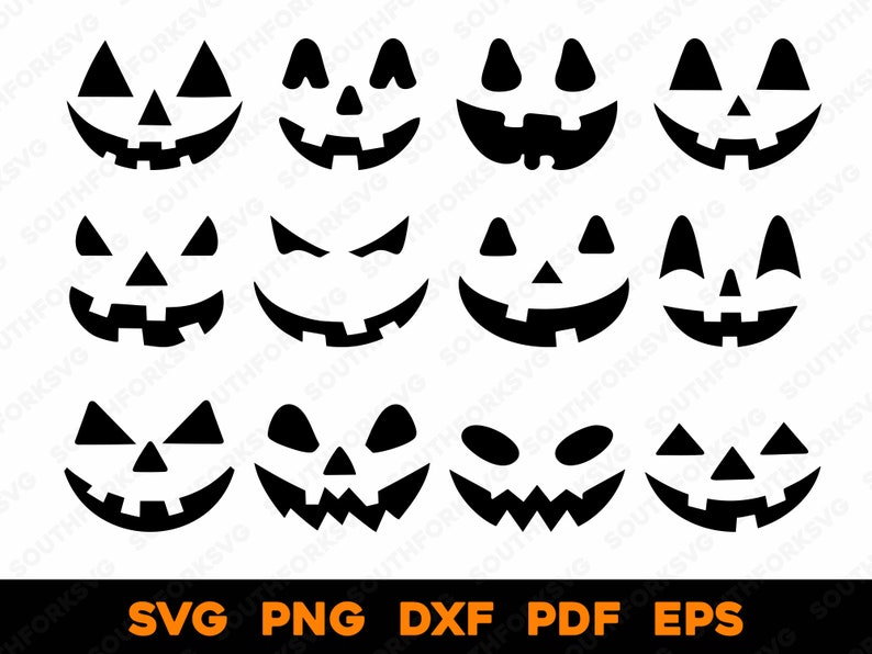 Jack O Lantern Face Bundle 1 | Svg Png Dxf Eps Pdf | Vector Graphic ...