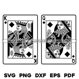 Cartes à jouer Roi et Reine de carreau | svg png dxf eps pdf | Fichiers vectoriels transparents découpés au laser