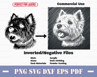 Inverted West Highland White Terrier Westie svg png dxf eps pdf | vector graphic print laser engrave etch instant download commercial use