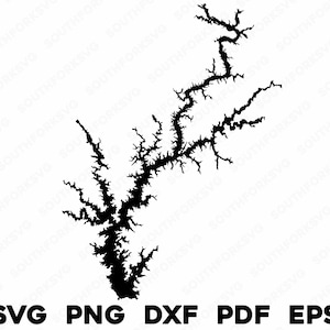 West Point Lake Georgia Alabama kaart vorm silhouet svg png dxf pdf eps vector grafisch ontwerp gesneden gravure laserbestand afbeelding boot meer