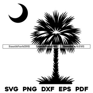 Bandeira do estado da Carolina do Sul Palmetto & Moon Design | svg png dxf eps pdf | design gráfico vetorial corte impressão sublimação de tinta gravação a laser arquivos digitais