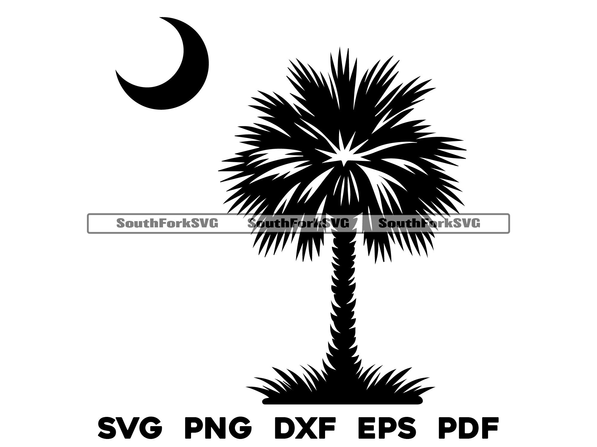 South Carolina Zustand Flagge Palmetto & Mond Design | svg png dxf eps pdf | Vektorgrafik Design Cut Print Dye Sub Laser gravieren digitale Dateien