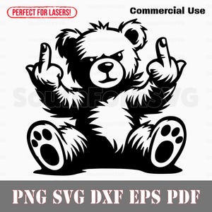 Ours en peluche majeur svg png dxf eps pdf | Fichiers d'impression découpés au laser, image vectorielle clipart | Téléchargement instantané, utilisation commerciale