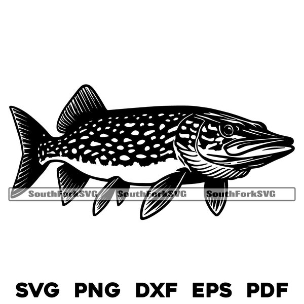 Northern Pike svg png dxf eps pdf laser cnc vinyl cut print dye sub files vector graphic clip art | instant digital download commercial use