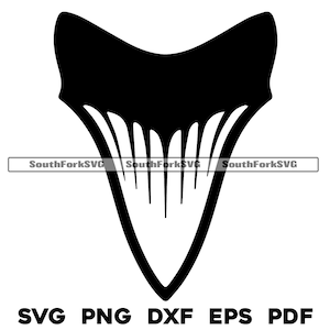 Dente di squalo svg png dxf eps pdf / file di taglio grafico vettoriale file di incisione laser clip art stencil / download digitale istantaneo uso commerciale
