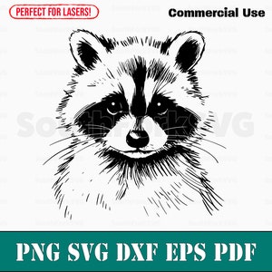 Doux raton laveur fichiers de gravure laser svg png dxf eps pdf | Conception graphique vectorielle impression découpée fichier numérique sub cnc utilisation commerciale