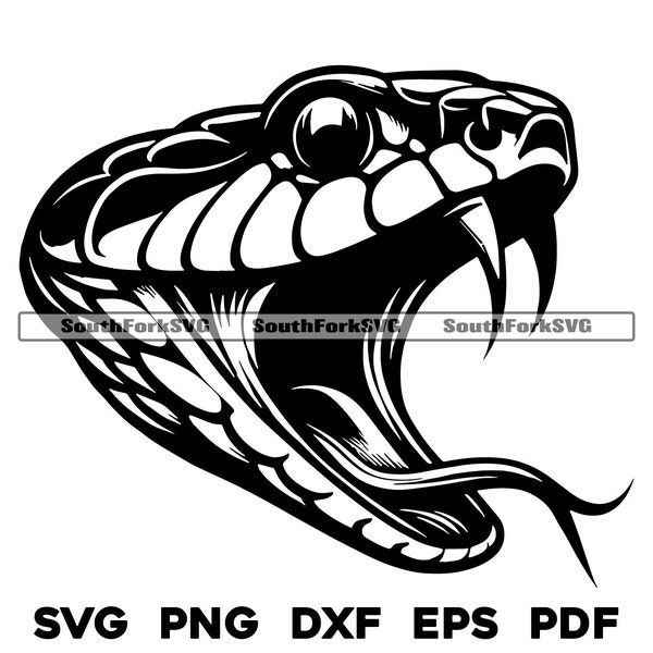 Hissing Snake Head Design | svg png dxf eps pdf | vector graphic cut file laser clip art | instant digital download commercial use