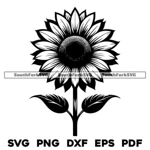 Sunflower Flower Floral Design svg png dxf eps pdf | vector graphic cut file laser clip art | instant digital download commercial use