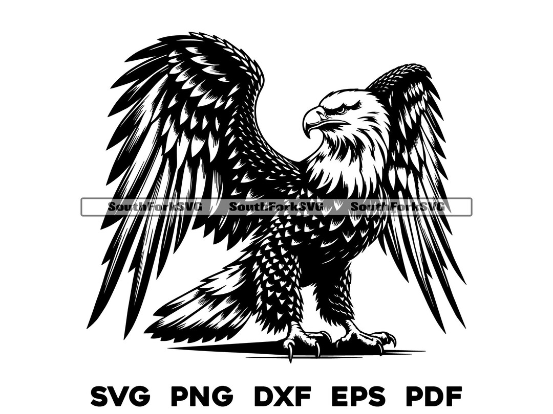 Bald Eagle Spreading Wings Design | Svg Png Dxf Eps Pdf | Vector ...