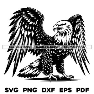 Bald Eagle Spreading Wings Design / svg png dxf eps pdf / disegno grafico vettoriale taglio stampa colorante sub cnc file laser uso commerciale