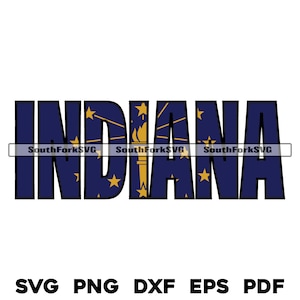 Indiana State Flag Name Design | svg png dxf eps pdf | graphic design print dye sublimation | instant digital download commercial use