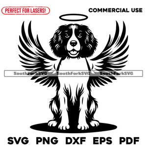 Springerspaniël Angel Wings & Halo svg png dxf eps pdf | vectorafbeelding snijbestand laserclipart | direct digitaal downloaden voor commercieel gebruik