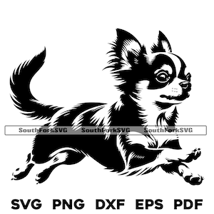 Chihuahua Running Design / svg png dxf eps pdf / vector gráfico corte archivo láser clip art / descarga digital instantánea uso comercial