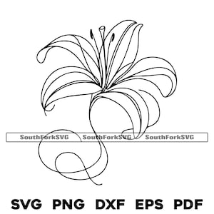 Lilie Blumen Linie Kunst Design | svg png dxf eps pdf | Vektorgrafik Datei Laser Clip Art schneiden | sofortiger digitaler Download kommerzielle Nutzung