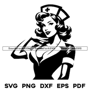 Pinup Girl Krankenschwester svg png dxf eps pdf Dateien | Cut Print Laser Gravur CNC Dye Sub Vinyl | Sofort Download Kommerzielle Nutzung