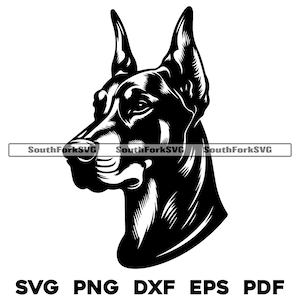 Dobermann Pinscher Dog Head Design | svg png dxf eps pdf | vector graphic cut file laser clip art | instant digital download commercial use