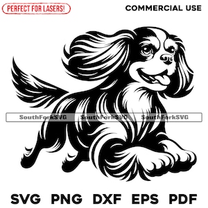 Cavalier King Charles Spaniel Running svg png dxf eps pdf | vector graphic cut file laser clip art | instant digital download commercial use