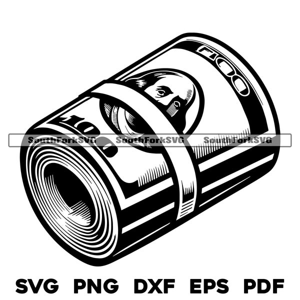 Money Roll svg png dxf eps pdf | vector graphic cut file laser clip art | instant digital download commercial use