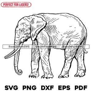 Elefante Laser Design svg png dxf eps pdf | gravação a laser cnc corte impressão corante sub arquivos de clip art | download digital instantâneo para uso comercial