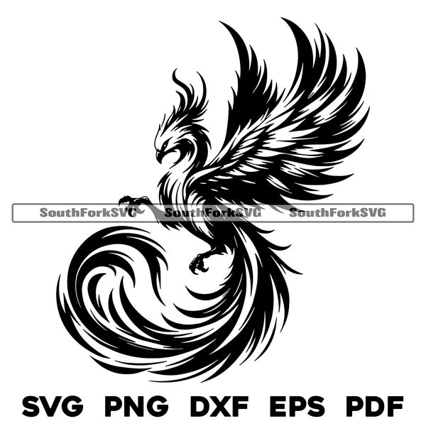 Simple Phoenix Bird Design 2 | svg png dxf eps pdf | vector graphics design cut print dye sub laser engrave digital files commercial use