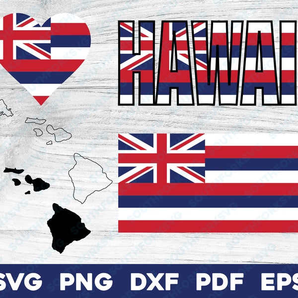 Hawaii State Flag Design Bundle svg png dxf eps pdf | vector graphic design digital cut print dye sub laser engrave cnc files commercial use