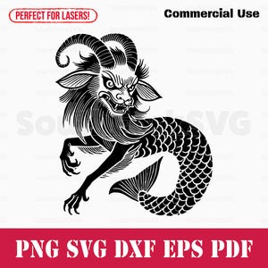 Steenbok sterrenbeeld Japans monster svg png dxf pdf eps | vector grafisch ontwerp knippen print kleurstof sub laser bestand commercieel gebruik