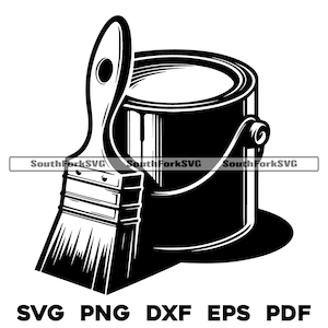 Paint Can & Paint Brush Painter Design svg png dxf eps pdf / vector gráfico corte archivo láser clip art descarga digital instantánea uso comercial