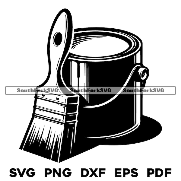 Paint Can & Paint Brush Painter Design svg png dxf eps pdf | vector graphic cut file laser clip art instant digital download commercial use