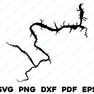 Leesville Lake Virginia Mapa Forma Silueta svg png dxf pdf eps vector diseño gráfico corte grabado archivo láser imagen barco lago casa