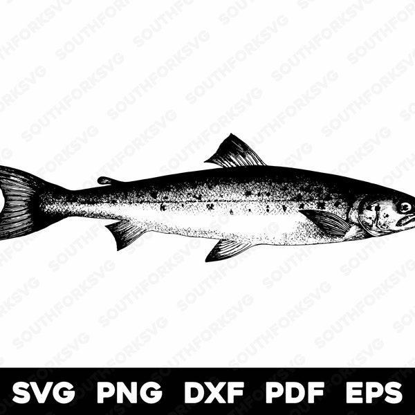 Vintage Distressed Salmon Design | svg png dxf eps pdf | vector graphic design cut print dye sub laser engrave cnc digital files