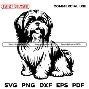Hund Shih Tzu sitzend Design | svg png dxf eps pdf | Vektorgrafik Datei Laser Clip Art schneiden | sofortiger digitaler Download kommerzielle Nutzung