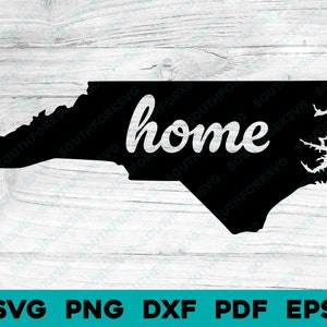 North Home Carolina State Silhouette + Scripted Text | svg png dxf eps pdf vector | graphic design cut print dye sub laser cnc digital file