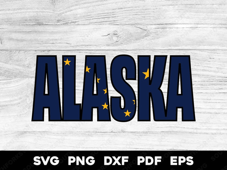 Alaska State Flag Name Design | Svg Png Dxf Eps Pdf | Vector Graphic ...
