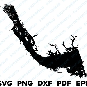 Lake Marion Carolina del Sur Mapa Forma Silueta svg png dxf pdf eps vector diseño gráfico corte grabado archivo láser imagen barco lago casa