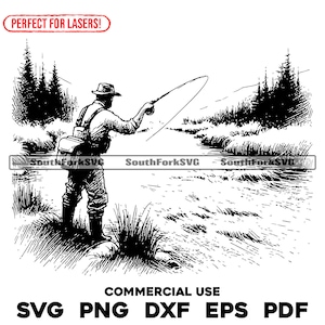 Fichiers de gravure au laser, moulage de pêcheur à la mouche | svg png dxf eps pdf | Conception graphique vectorielle transparente teinture imprimée sous utilisation commerciale